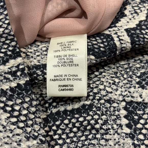 Rebecca Taylor Sz 0 Dress Silk Grey Pink Long Sleeve Tie V-neck Python Snake - Picture 5 of 6